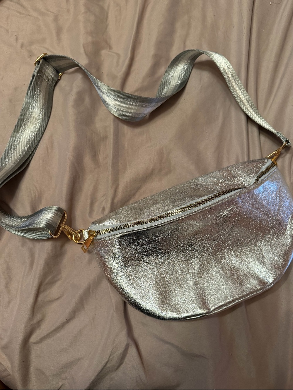 Metallic Silver belt bag